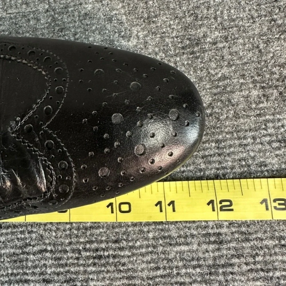 Marco Ferretti Black Leather Wingtip Brogue Oxford Dress Shoes Mens 42 Italian
